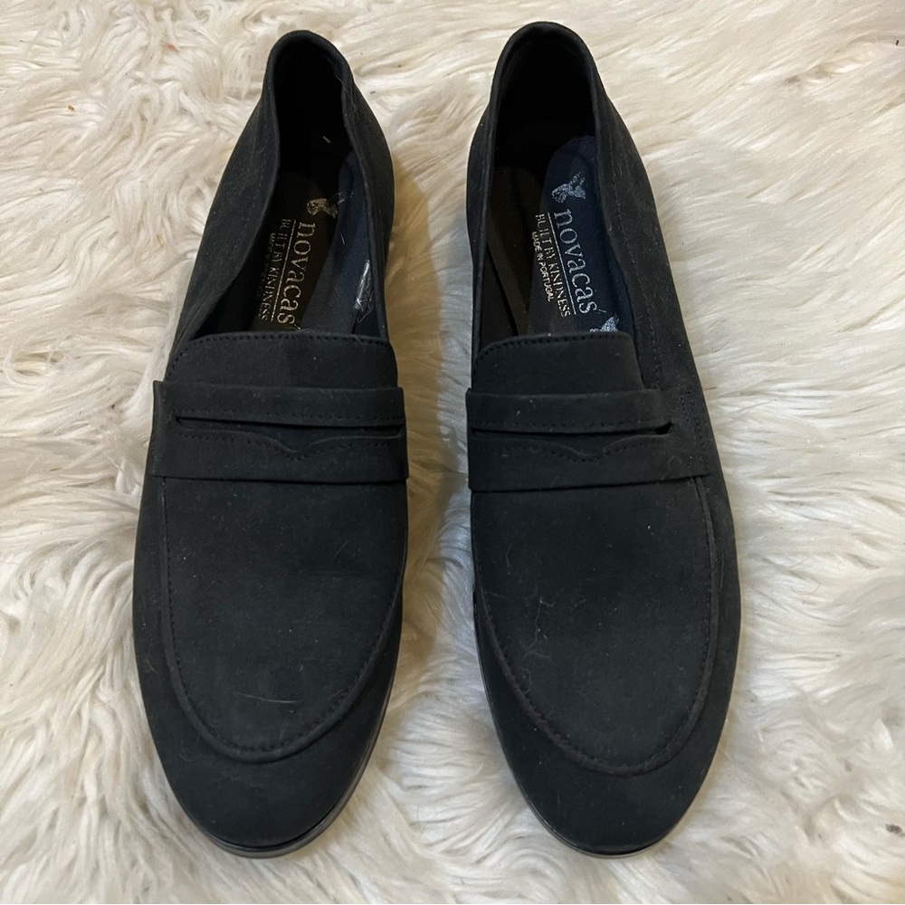 Novacas MooShoes Black Faux Suede Penny Loafer Flats Size 40 = US 9